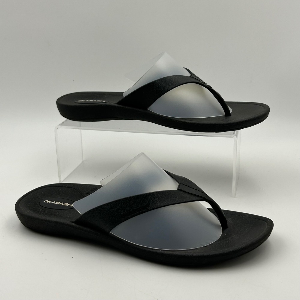 Okabashi Flip Flop Sandals Womens ML Black Arch‎ Support Comfort Summer Casual